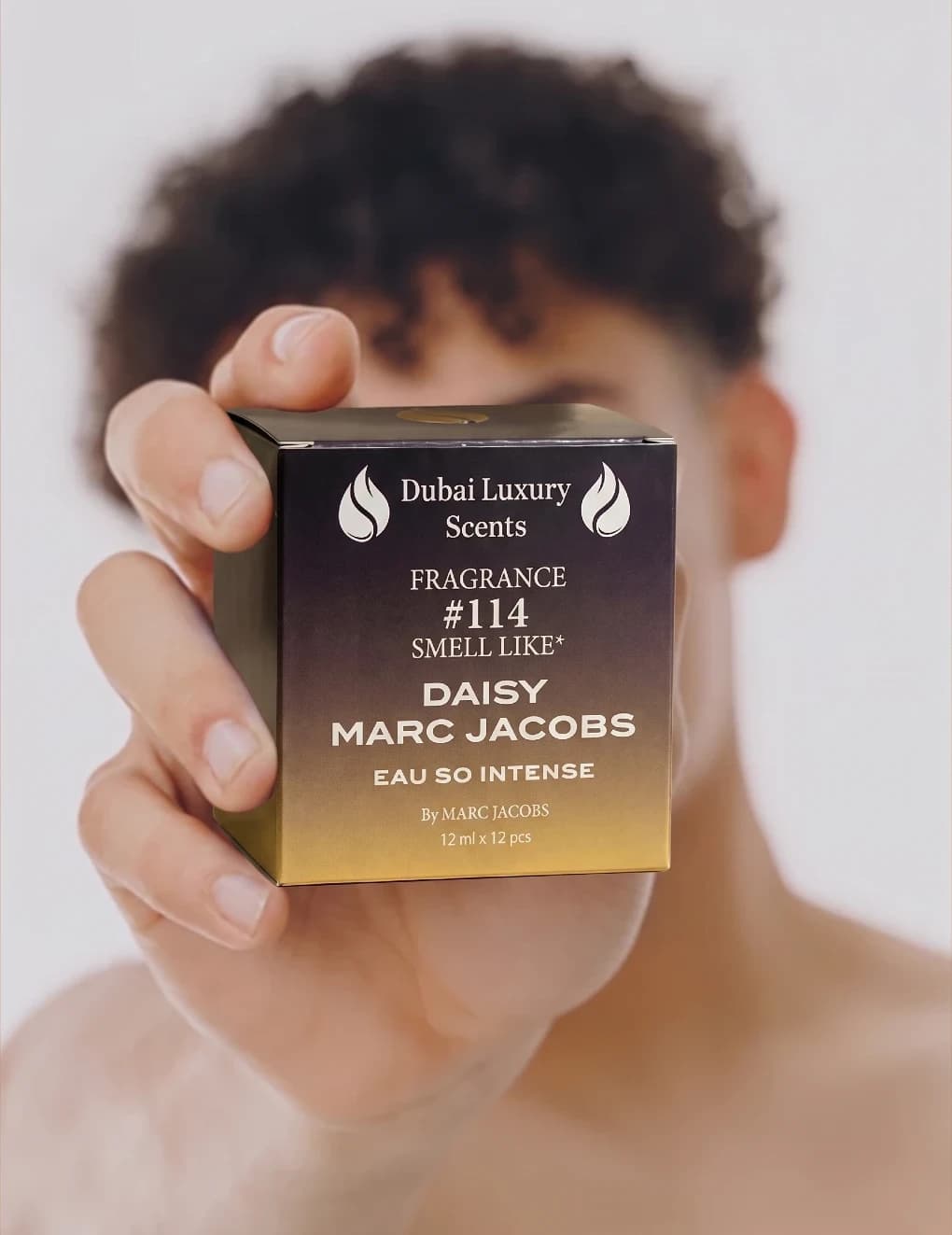 Man holding perfume box